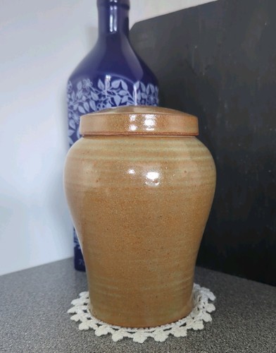 Studio pottery lidded pot - a,