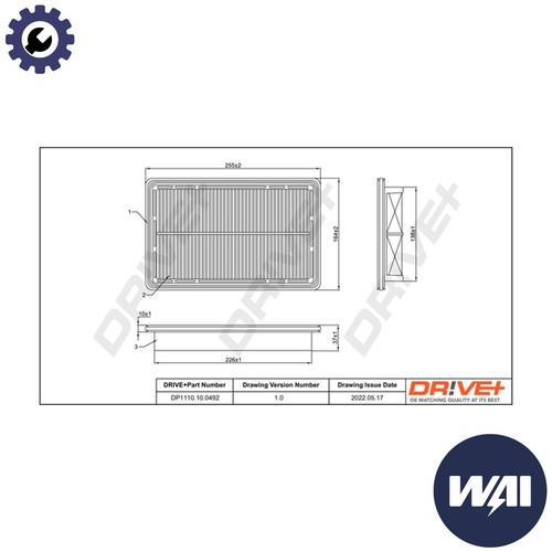 Air filter dp1110 - air, for