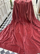 Vintage Cotton Velvet Curtains, Dark Rose,  45"W x 81 " L (SUPERB)