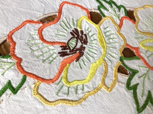 Vintage white linen tablecloth - linen,