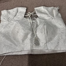 Silver Brocade Sari Blouse 38in