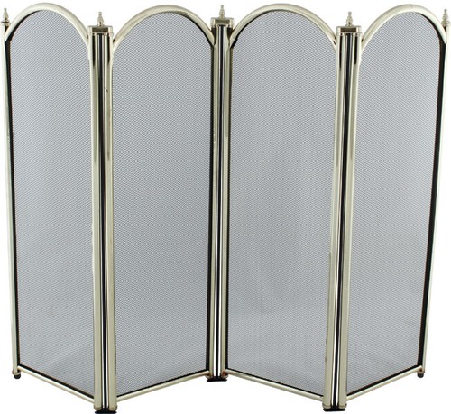 Brass plated fireplace screen - fireplace,
