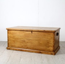 Antique Victorian stripped pine blanket box, chest, trunk