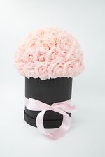 Flower Box, Large Black Flower box, Pink Real Touch Roses