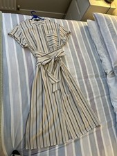 Emma Willis Striped Belted Midi Dress with Pockets Size 16