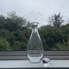 Antique 19thC Glass Decanter Ring Neck Decoration 13inch High