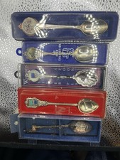 Collectors Tea Spoons x 5 Silver Plated Souvenirs Vintage Collectible