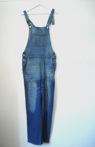 Ladies blue denim dungarees - ladies,