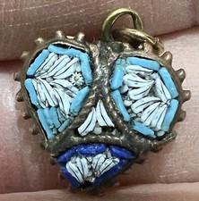 Antique Micro Mosaic Heart Shaped Pendant, 2.26g
