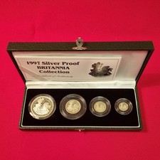 1997 FIRST ISSUE Four Coin Britannia Silver Proof Set .958 Silver Ref N774