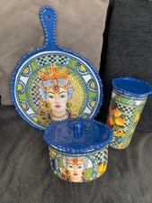 Baci Milano storage containers and chopping board. Trinacria blue