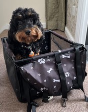 2 X Gobuyer Brown With Paw & Bone Print Fabric Dog Car Seats