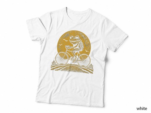 Frog riding bicycle moon - frog,