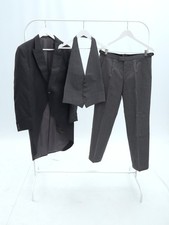 Vintage Moss Bros Suit Tailcoat Marcella Waistcoat Trousers Pinstripe Grey 42