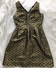 Party Dress Polka Dot NEW J Crew Metallic Gold Black Jacquard Cocktail Classy 6 