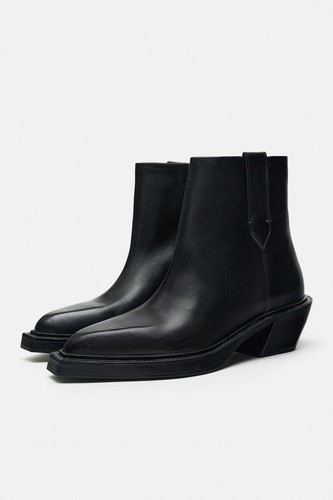 Zara black leather cowboy - zara,