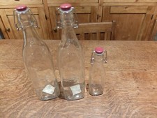 2 x Large & 1 Smaller Kilner Clip Top Glass Preserve Storage Bottles
