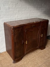 LARGE VINTAGE ART DECO SIDEBOARD UNIT WITH RED MARBLE TOP