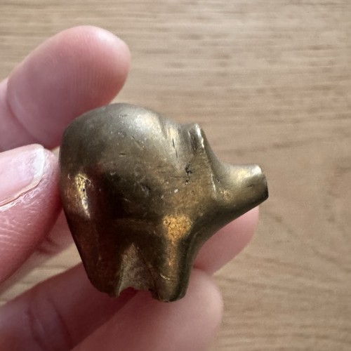 Vintage brass pig miniature - pig,