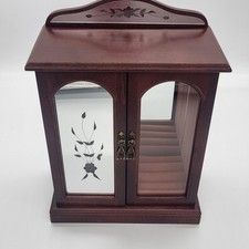 Wooden Mele Style Jewellery Wardrobe 2 Glass Doors Drawer, Hanging ,Rings Store