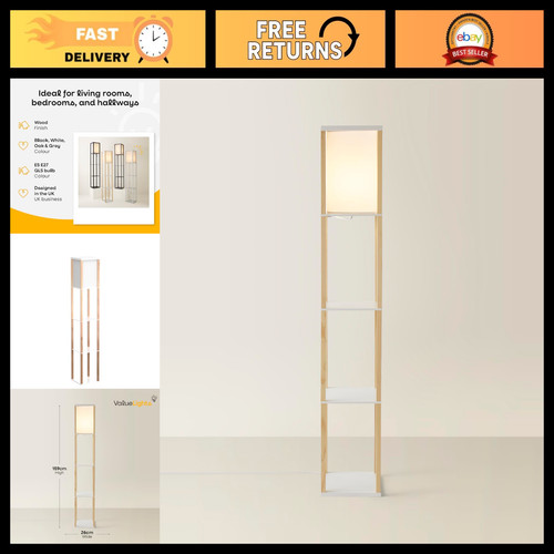 Oak wooden floor lamp with - oak,
