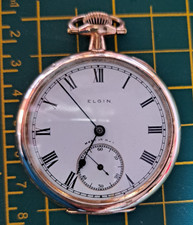 Working Early 20th Century Gold Plated Elgin Pocket Watch 7 Jewels