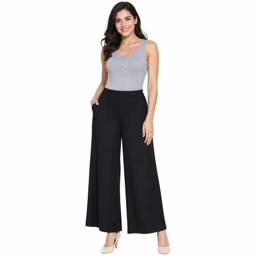 Women plain wide leg palazzo - women's,