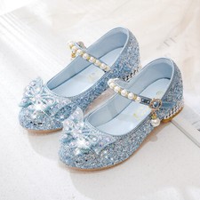 Girls Elsa Princess Shoes Kids Party Sequins Bow Glitter Fancy Dress Sandals UK