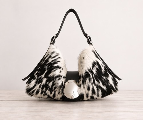 Speckled cowhide leather hobo - leather,