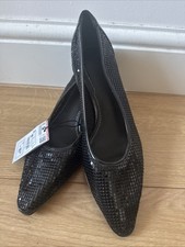 Zara Black Fancy Mid-Heel