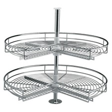 Kitchen Cabinet 2 Tier Three Quarter 3/4 Carousel Storage Unit Chrome Finish
