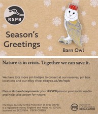 RSPB Pin Badge NIIC Christmas Special Barn Owl with cracker hat P03197