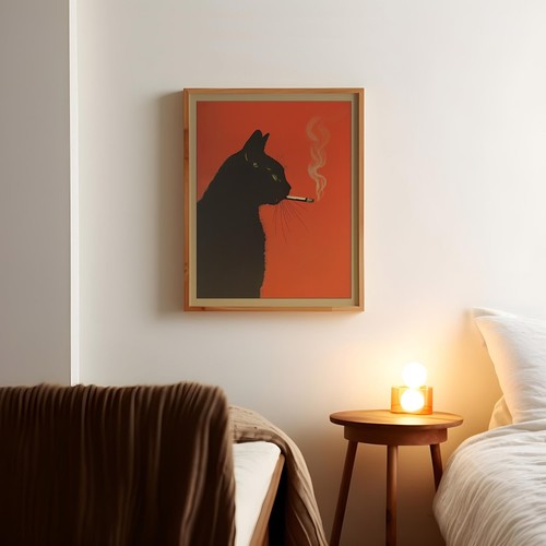 Black cat cigarette poster - cat,