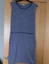 Boden Womens Navy Blue White Striped Jersey Cap-Sleeved Midi Dress Size 8 R