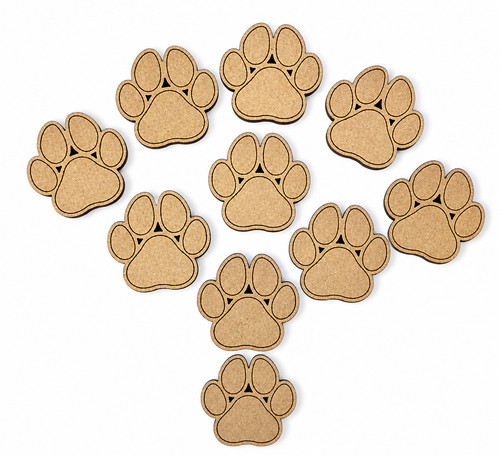 Wooden mdf paw print shapes - mdf,