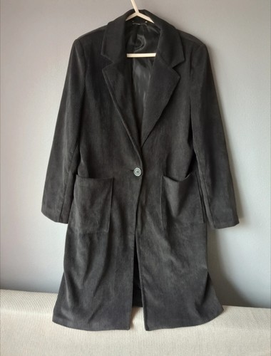 Black corduroy coat - black,