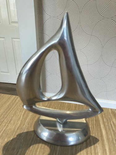 Silver polished metal sailboat - silver,