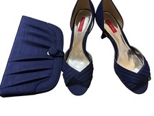 Jacques Vert Blue Peep Shoes Size 6 + Bag