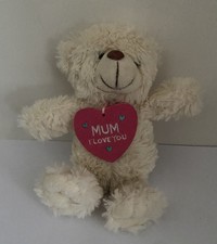 Card Factory Rare  Small 9”  Cream Teddy Bear Soft Plush Toy  with heart 