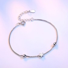 Dainty Little Star Charm Bracelet 925 Sterling Silver Ladies Young Girls Gift UK