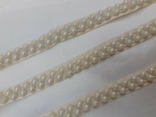 Vintage Style 10mm Ivory pearls Bead ribbin lace trim multi edging craft 1Yards