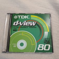 ORIGINAL TDK D-view 80 Minute CD-Recordable 700mb 24x Speed, New Sealed