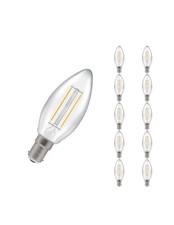 10 Pack - 2w LED Filament Candle (Clear, B15, 2700K, Warm White, Wide Beam)