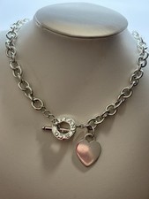 Tiffany & Co Silver Heart Tag Toggle Necklace 16" With Box - Beautiful