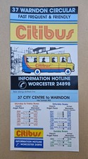 CITIBUS MIDLAND RED WORCESTER 37 CITY CENTRE WARNDON BUS TIMETABLE TUNNEL HILL