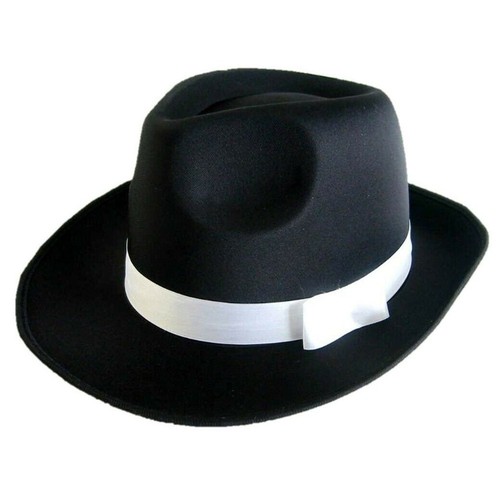 Black gangster fedora - black,