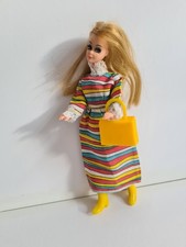 Vintage 1970 Dawn Topper Doll wearing maxi dress with boots and handbag