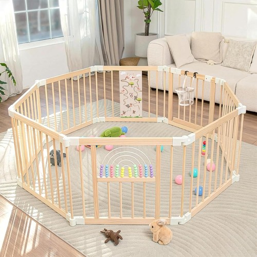 Ulnxiy wooden baby playpen - baby,