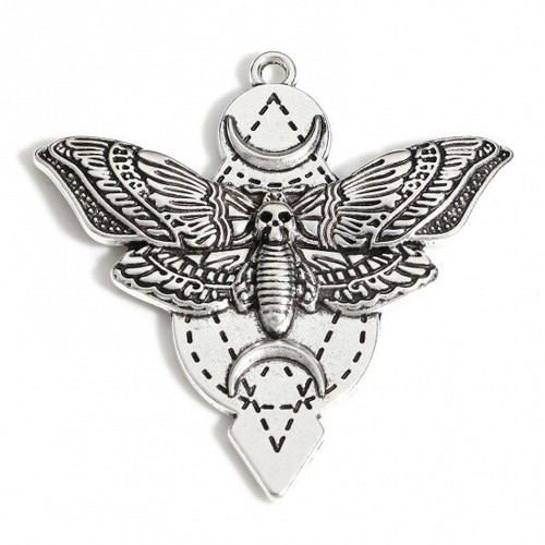 Tibetan silver charms - tibetan, moth