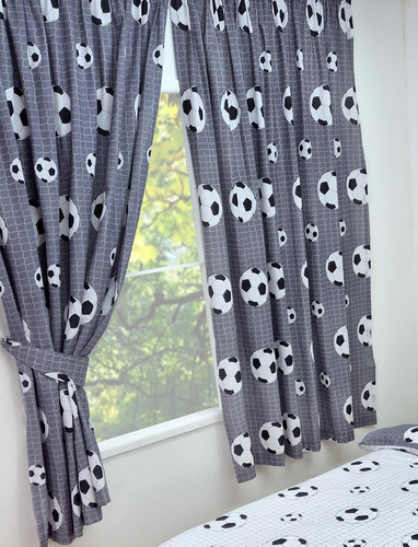 Football curtains grey white - football,